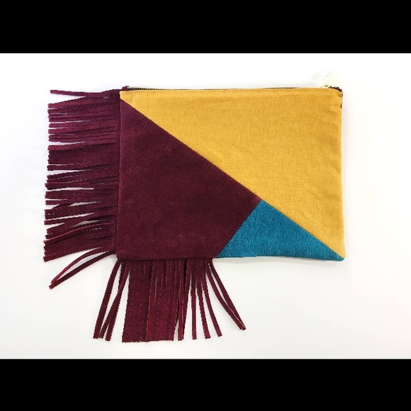 Handbags - Mosaic Fringe Clutch - Yellow